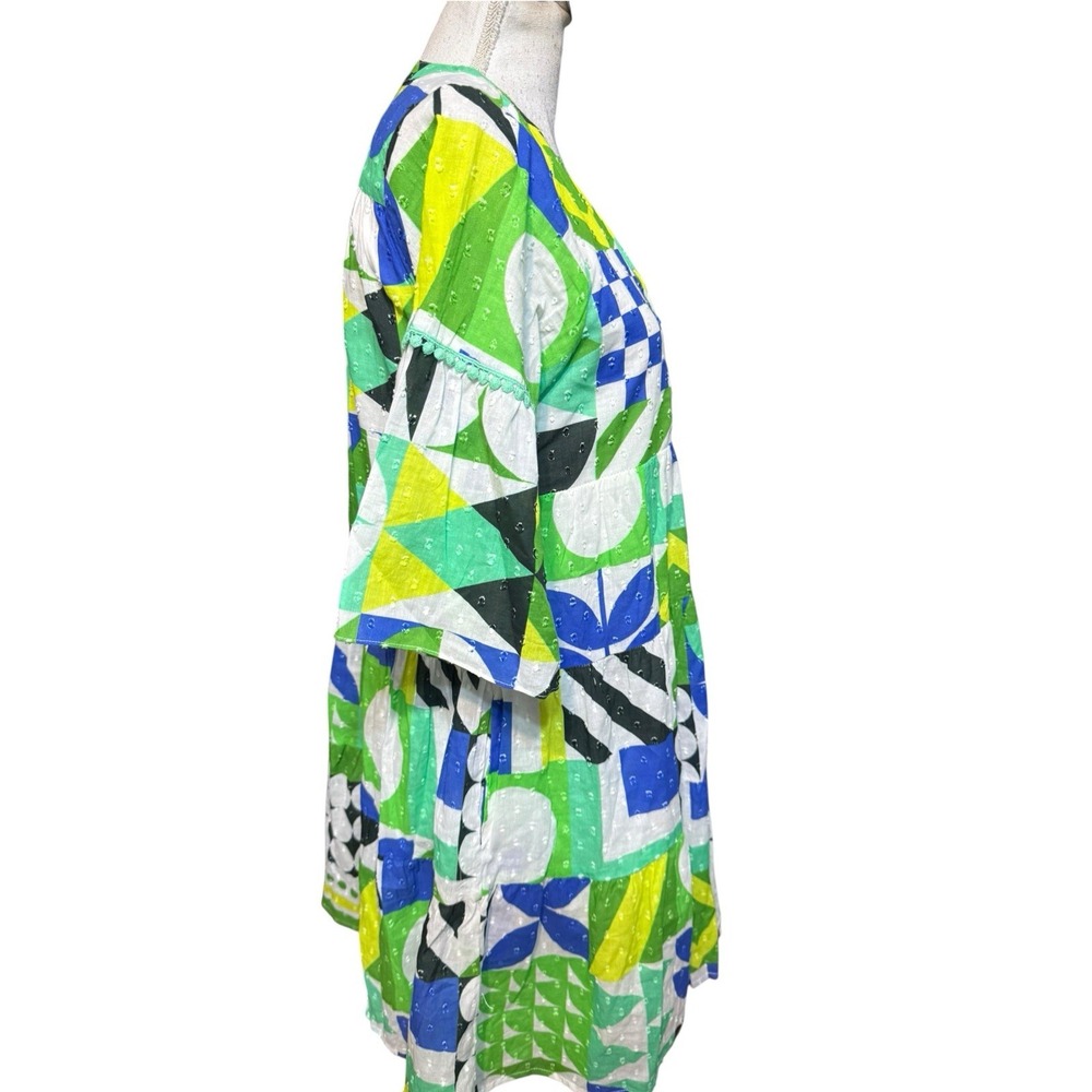 Maude Vivante BAUHAUS WENDY DRESS Green Vibrant Print Resort Dress Size XS - Picture 3 of 5